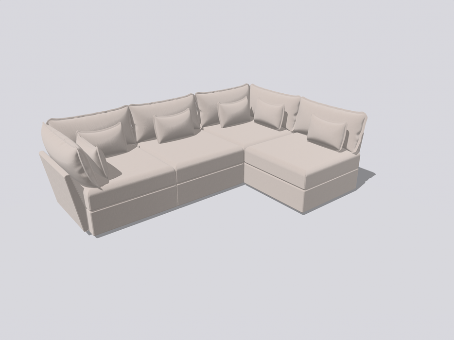 Braço aberto seccional de canto para sofá de 4 lugares